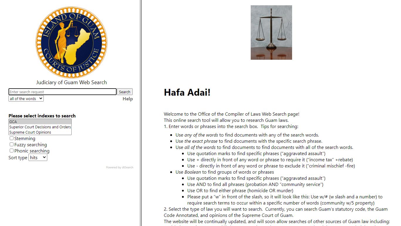 dtSearch Web Search - Judiciary of Guam